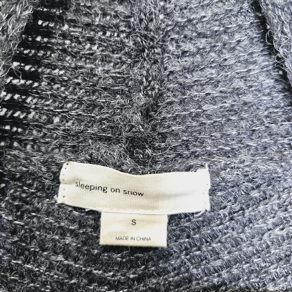 Anthropologie Sleeping on Snow Black Open Front Cardigan waterfall front S - Picture 8 of 11